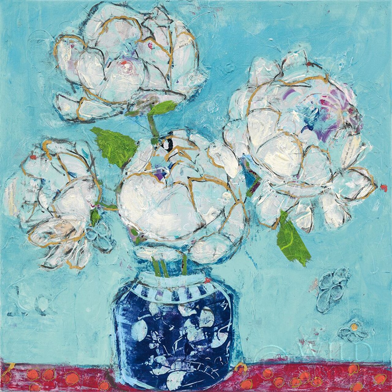 Vase Of Peonies Aqua Poster Print by Kellie Day - Item # VARPDX36075